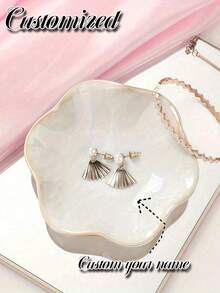 定制姓名戒指托盘，个性化姓名字母花卉装饰托盘，定制戒指托盘，定制首饰托盘，结婚戒指架，送给她的订婚礼物，结婚礼物，伴娘礼物，新娘送礼会礼物，返校礼物，家居装饰，装饰您的家，纪念品，可重复使用，可爱，高品质 - 彩色 - 查看 6