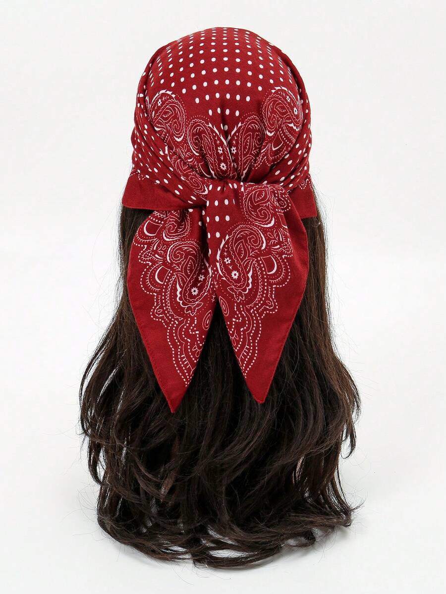 1 Khăn vuông in họa tiết đơn giản 70cm, Khăn bandana mùa xuân mới cho nữ, Thắt lưng đa năng, Trang trí túi xách, Băng đô, Khăn quàng cổ thời trang - Màu Đỏ Sâu - Xem 1