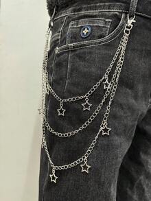 1pc Star Street Fashion Metal Trouser Chain, Suitable For Both Men And Women, All Season Clothing Accessory - Silver - View 17