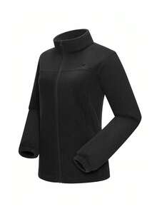 CAMEL CROWN Women's Full Zip Fleece Jacket With Pockets, Soft Polar Fleece Fabric, Warm Outdoor Spring Jacket/Sweater - Black - View 6