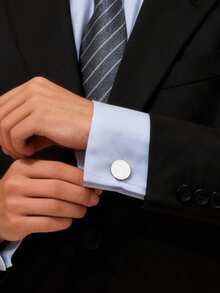 1 Pair Fashionable Minimalist Solid Color Stainless Steel Round Cufflinks, Suitable For Business Shirts, Suits, Weddings, Gifts For Boyfriend, Holidays, Birthdays