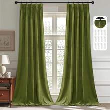 Olive Green Pinch Pleated Curtains 96 Inches Long, Thermal Insulated Window Drapes With Hooks, Soft Track System Panels Living Room, W38 X L96, 2 Panels, Home Decor - Dusty Pink - View 7