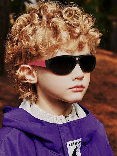 1 pieza Gafas de moda con montura de aviador de policarbonato para niño de 7 a 12 años, para uso al aire libre