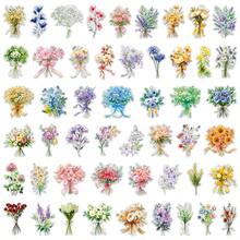 Conjunto de 50 adesivos florais transparentes, adesivos decorativos minimalistas com plantas para estante, álbum e espelho. - Multicolorido - Ver 5