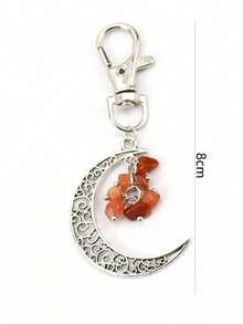 1 chiếc móc khóa hợp kim kẽm thanh lịch, giản dị, pha lê tự nhiên bất đối xứng, mặt dây chuyền hợp kim mặt trăng, mặt dây chuyền đá Lapis Lazuli thạch anh tím - Tinh thể màu nâu - Xem 3