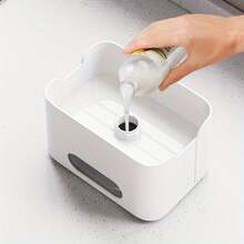 1 Set Dispensador de jabón de cocina moderno, que incluye dispensador de jabón líquido, escurridor, soporte para esponja y soporte para paño - Organizador de encimera independiente, escurridor de cocina, escurridor de platos, diseño ahorra espacio (No requiere montaje) - Multicolor - Ver 6