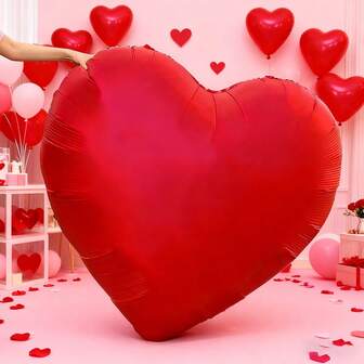 1 st. 60-tums extra stor hjärtformad ballong - röd, rosa, foliematerial, kärleksballong, lämplig för bröllop, förlovning, årsdag, alla hjärtans dag, frieri, karneval, födelsedagsfest, julafton, thanksgiving och festdekoration, bästa valet