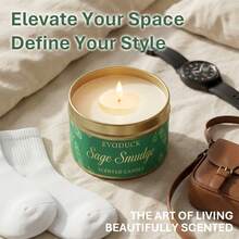 EVODUCK 3oz Sage Smudge Scented Candles Premium Sage Purify Elevate Energy Cleansing Smudge Candle For Meditation, Yoga, Natural Soy Wax For House Blessing, Home Sanctuary Perfect For Spa, Office Decor, Handmade Luxury Spiritual Gift For New Home, Birthday, Self-Care Winter Gifts, Gift For Woman