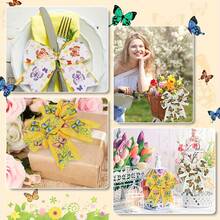 6 Rolls Colorful Butterfly & Daisy Plaid Ribbon, 2.5 Inch Width, Craft Ribbon For Spring/Summer Farmhouse Style, Gift Wrapping Bow, Sewing Floral Wreath Crafts - Multicolor - View 4