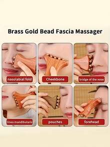 1个20齿金珠按摩滚轮，木质金珠按摩器，面部提拉工具，脸颊和下颌刮痧按摩工具 - 彩色 - 查看 7