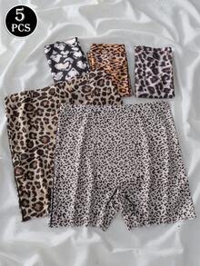 5 chiếc/gói Quần lót nữ họa tiết da báo, thân thiện với da, thoải mái, thiết kế tối giản thanh lịch, quần lót cạp cao không đường may giúp thon gọn, chống cọ xát và nâng đỡ. - Phối màu - Xem 2