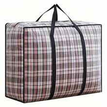 1 pieza Bolsa de almacenamiento de nailon durable pequeña/grande/extra grande - Organizador de ropa, ropa de cama y lavandería de alta capacidad reutilizable con cierre de cremallera para mudanza, limpieza de armarios, viajes y almacenamiento, diseño a cuadros clásico, características de asa resistente, construcción sólida, almacenamiento debajo de la cama (el color aleatorio es pequeño) - Multicolor - Ver 8