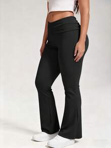 Women's Outdoor Skinny Flare Pants, Fashion Versatile Double-Waist Tight Leggings, Slimming Casual Long Trousers