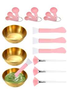 1-40pcs Professional Esthetician Facial Care Spa Set, Portable Face Mask Mixing Bowl, Dual-Head Silicone Brush Scraper, Fan-Shaped Mask Applicator Brush, Measuring Spoon, Suitable For Spa Centers And Home Gatherings, Sleepovers, Party, Skincare Mask Mixing Tool Kit - Multicolor - View 8