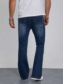 Men's Slim Fit Straight Leg Flare Jeans, Casual, Fashionable, Everyday Wear - Medium Wash - View 6