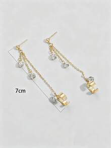 一对嘻哈风格耳钉，带耳夹，不锈钢流苏耳环