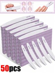 50支装指甲锉，双面指甲抛光器，专业美甲护理工具，适用于DIY指甲修型、打磨、抛光，适合女性手指甲和脚趾甲，是居家和美甲沙龙的理想之选，美甲用品