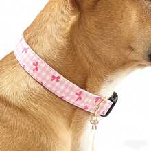 Cute Dog Collar With Bow Tie Pendant, Adjustable Soft Sweet Bow Print Pet Collar, Suitable For Small, Medium And Large Dogs - Watermelon Pink - View 5