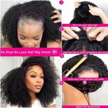Uveous JC Afro Kinky Curly Half Wig 3 In 1 Half Wigs Glueless Human Hair With Drawstring Kinky Curly Wigs Human Hair Natural Hairline  No Sew In Beginner Friendly - Natural Black - 查看 2