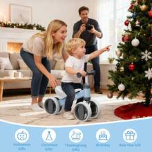 1-2 Year Old Toddler Gift - 4-Wheel No-Pedal Balance Bike With Silent Wheels, Sturdy Frame, Unisex First Ride Toy For 10-16 Month Boys Girls,Blue - Blue - View 9