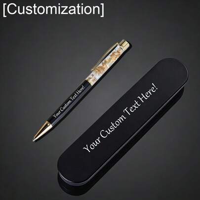 Customized Ballpoint Pen Box Set, Rectangular Metal Pencil Case With Built-In Premium Ballpoint Pen, School Supplies, Back To School Gifts, Customized Wedding Favors