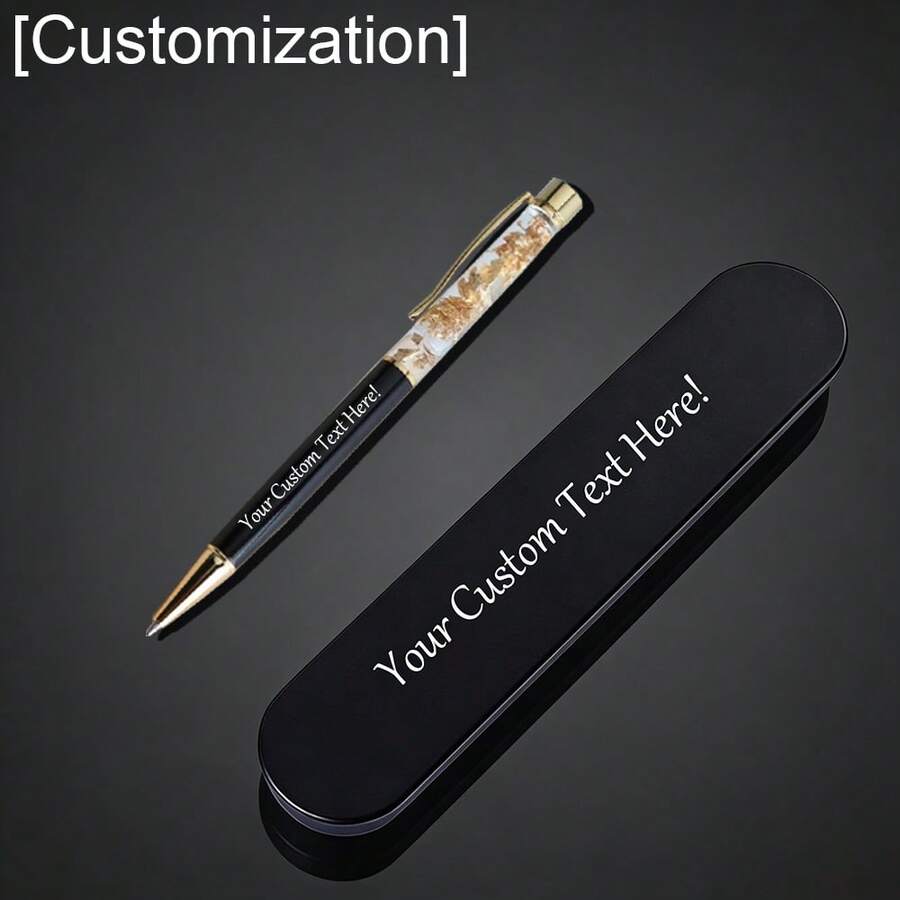 Customized Ballpoint Pen Box Set, Rectangular Metal Pencil Case With Built-In Premium Ballpoint Pen, School Supplies, Back To School Gifts, Customized Wedding Favors - 1 Pen + Pen Case - View 1