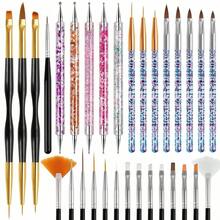 31pcs Nail Art Brushes,Acrylic Nail Brush,Nail Brushes For Nail Art,Nail Art Dotting Tool Set,Nail Art Liner Brush,Nail Dust Brush,Nail Drawing Pens For Beginners And Salon Home Use - 31PCS~粉紅色 - 查看 1