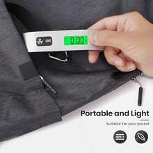 1pc 110lbs/50kg High Precision Sensor Portable Digital Electronic Luggage Scale, Home Travel Hanging Luggage Scale With Backlit LCD Display, Portable Suitcase Weighing Scale, Travel Luggage Weight Scale With Hook, Sturdy Shoulder Strap For Travelers, Travel Essentials, Small Suitcase Scale For Travel Accessories(Battery Not Included)