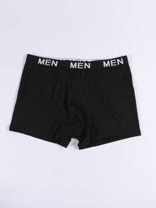 Valentine's Day Men's Black Simple Fashion Everyday Briefs, Sexy Cartoon Monkey & Letter Print Pattern Elastic Waistband Holiday Underwear - Black - View 2