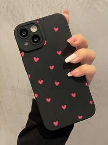 1 chiếc ốp lưng điện thoại TPU chống sốc hình trái tim màu đen và hồng tối giản, bao phủ toàn bộ bề mặt, tương thích với Apple 17, 16, 15, 14, 13, 12, 11 Pro Max, Air, Series - Nhiều màu - Xem 2