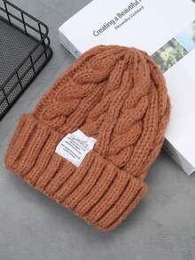 1pc Women's Multicolor Knit Hat, Warm & Windproof, Casual & Elegant, Autumn/Winter Crochet Embroidery Knitting Hat, Stylish Versatile Warm Knit Hat, Suitable For Fall/Winter Women's Autumn/Winter Japanese Alphabet Bunting Hat Fashion Multi-Purpose Pullover Hat, Women's Influencer Ear Flap Head Cover Warm Cold Hat - A - View 10
