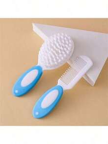 3pcs Baby Powder Bath Brush Set, Including Soft Bristle Brush, Comb And Bath Brush