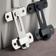 Heavy Duty Barn Door Lock Kit - 180°/90° Flip Sliding Latch & Door Lock, Easy Install For Barn Doors,Pet Doors, Bathrooms, Sliding Doors, Garage & Cabinets - Black - View 4
