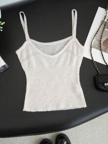 两件套女士早春针织毛衣上衣+吊带背心，新款通勤休闲开衫&背心套装 - 杏色 - 查看 8