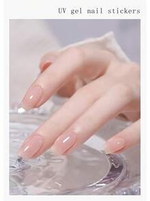 中效固化凝胶美甲贴 20/40 片 裸粉色凝胶美甲贴纸 | 凝胶美甲包装用品 | 需使用 UV 灯固化，沙龙级美甲贴纸，易于使用，适用于按压式美甲贴片