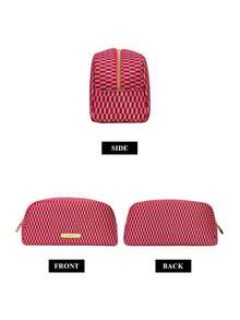 Bvlgari Pink Embroidered Patchwork Cosmetic Bag - Embroidered Fabric Makeup Bag, Travel Cosmetic Storage Pouch - Pink - View 5