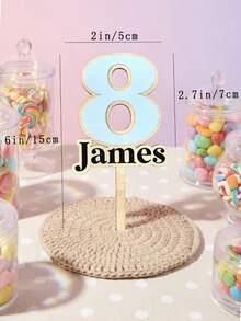 1pc Custom Name Birthday Cake Topper 3D Acrylic Name Plate, Personalized Name & Age Number Cake Topper, Modern Style Multi-Color Layered Birthday Topper For Party / Anniversary / Cake Smash - Multicolor - View 2