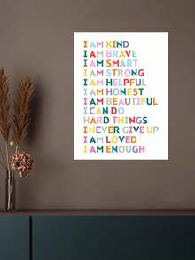 1 件，励志名言帆布海报，防水彩色英文印刷，适用于房间、书房、教室、墙面装饰、壁画、海报礼品，可选带框或不带框。 - 彩色 - 查看 10