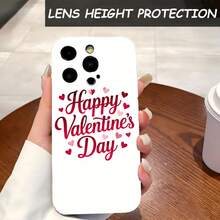 1PC Phone Case,  Happy Valentines Day Hearts Pattern , Stylish Phone Case, Phone Decoration, All-around Lens Protection, Creative Small Gift, Funny Gift for Boys and Girls - Negro - Ver 4