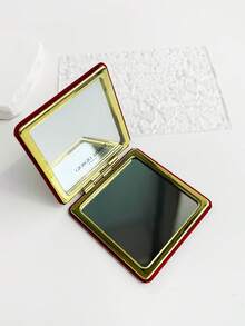 Armani 极简主义纯色便携式标志性红色粉饼镜 - 紅色 - 查看 9