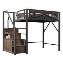 Kids Bed Frames, Headboards & Footboards - Black + Metal & Wood + 140cm*200cm-2 - View 8