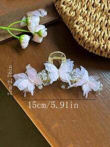 1pc Women White Bowknot Faux Pearl Big Size Sweet Hair Claw Clip For Updo Hairstyles Hair Clips Hair Jaw Clip Hair Clamps Hair Clutch Hair Catcher Clip Fall Winter Hair Accessories For Women For Vacation Outfits Woman - Màu xanh lam - Xem 2