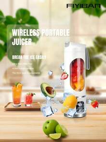 FIYIBAN 1个便携式迷你搅拌机/榨汁机 - USB充电，无线个人搅拌机，配备不锈钢刀片，非常适合制作冰沙和奶昔，是户外使用的理想之选，也是一份很棒的圣诞礼物，有3种颜色可选。