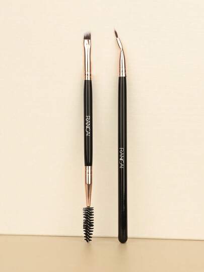 2pcs Professional Angled Eyebrow Brush Set, Includes 1 Angled Eyeliner Brush, Suitable For Shaping Eyebrows And Lining Eyes. Brush Head Can Be Used For Eyebrows Or Lashes. Precise Gel Eyeliner Brush, Synthetic Bristle Eye Makeup Tool, Ultra-Thin Angled Makeup Tool,Giveaways,Professional Makeup Brushes,Complete Makeup Set