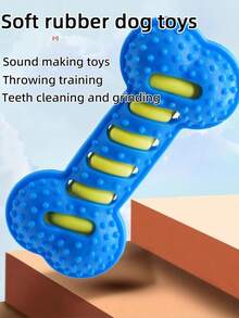 1pc Dog Chew Toy With Sound, Interactive Training Toy Bone, Durable Rubber Toy For Pet Boredom Relief - Cute Cartoon Dog Chew Toy, Essential Pet Accessory! Cartoon Style, Colorful, Bone Shaped, Durable Details, Sound Function, Suitable For Daily Play/Training/Holiday Celebration - Multicolor - View 12
