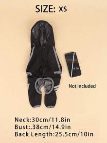 轻质涤纶反光条全包四脚狗服装宠物防水雨衣适合小泰迪熊全年穿着 - 黑色 - 查看 22