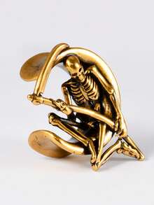 1件铜骷髅镰刀耳扩 U型骷髅耳塞扩耳器耳扩隧道穿刺饰品 8毫米-25毫米