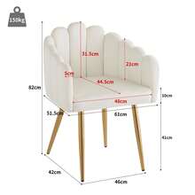 High-Quality Velvet (2 Pieces) Dining Chair, Makeup Chair, Galvanized Gold Iron Legs, Simple, Lightweight And Luxurious, Unique Box Design, Adjustable Feet - Beige - View 10