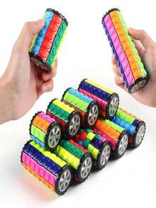 1pc 3D Magic Tower Puzzle Toy - Colorful Corn Cylinder Rotating Cube For Stress Relief & Brain Training,5x5 Multi-Layer Twist Puzzle, Creative Fidget Toy For Adults Teens, Perfect For Office Breaks, Study Sessions, Travel, Parties, Classroom Activities, Meditation Aid, Waiting Time & Cross-Border Intellectual Challenge & Focus Enhancement Tool - 彩色 - 查看 2