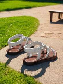 1 đôi dép xăng đan đế bằng co giãn, dễ thương cho trẻ em, thích hợp cho mùa hè, phù hợp với kích cỡ của mẹ, thích hợp cho các chuyến đi chơi, kỳ nghỉ, du lịch, bãi biển và vui chơi dưới nước. - Màu be - Xem 5